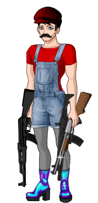 Mario with a gun wahoo